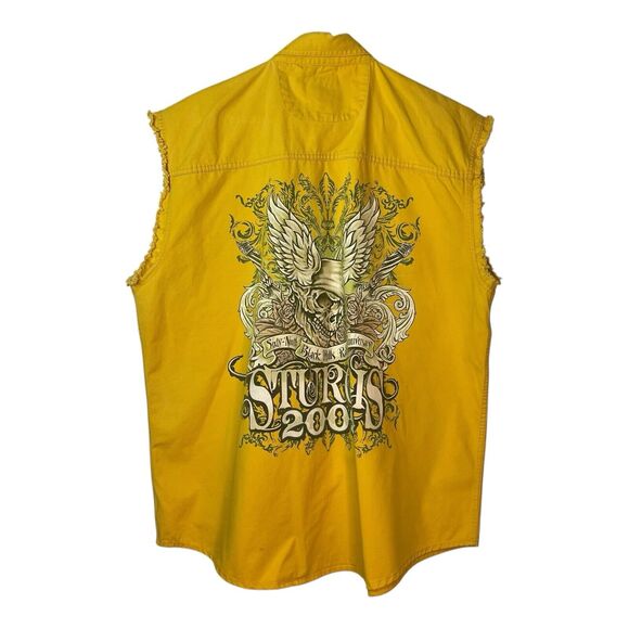 Bikers Edge Sturgis 2009 Rally Motorcycle Shirt Mens XL Yellow Skull Graphic - Picture 3 of 10